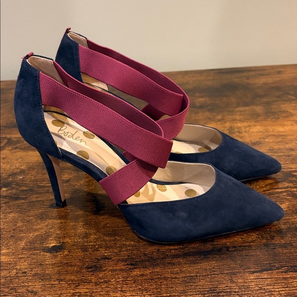 Boden Shoes - Boden Arabella pumps size 39 US Size 8 Navy Blue Suede Purple Pointy Toe Shoes